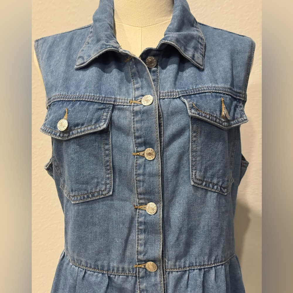 SHEIN Blue Sleeveless Buttoned Sundress - Picture 3 of 5
